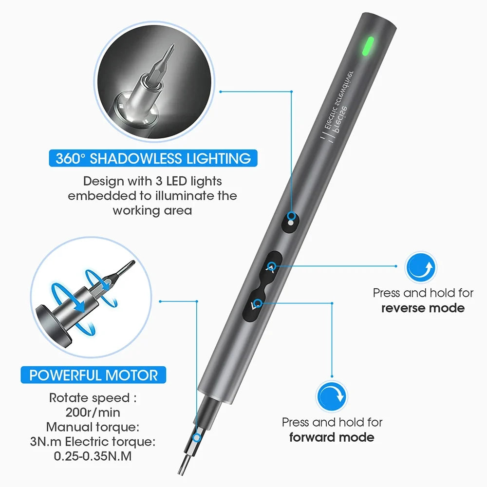 6-in-1 Electric Screwdriver Kit - Cordless Precision Repair Tool Set for Phone, Watch & Electronics