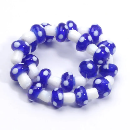 20pcs Lampwork Glass Mushroom Beads - Colorful Loose Beads for DIY Jewelry Making, Handmade Crafts & Accessories