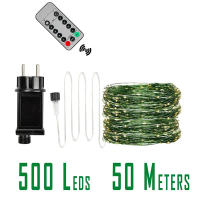 1000 LED Green Wire Fairy String Lights | Waterproof Christmas Tree & Holiday Decor, US/EU Plug 110V/220V