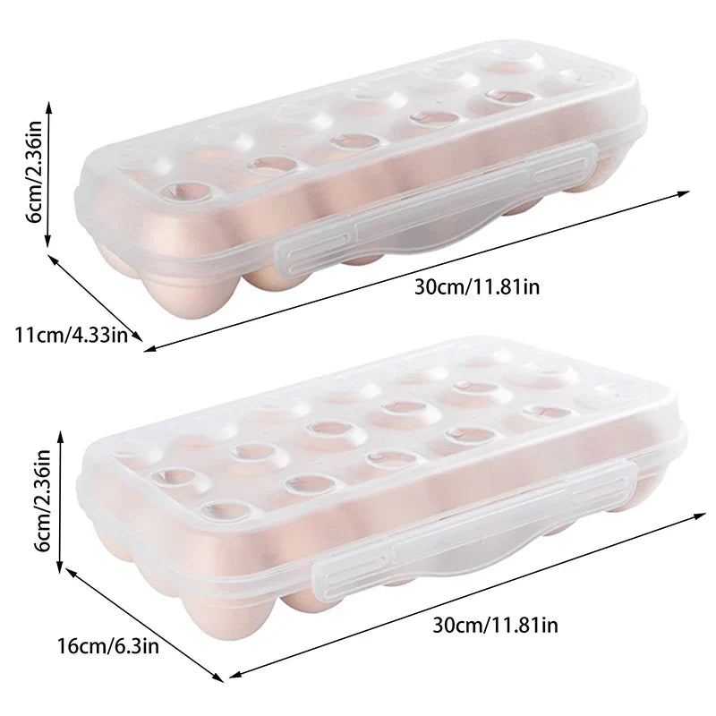 12/18 Grid Egg Storage Box - Refrigerator Egg Organizer Tray with Lid