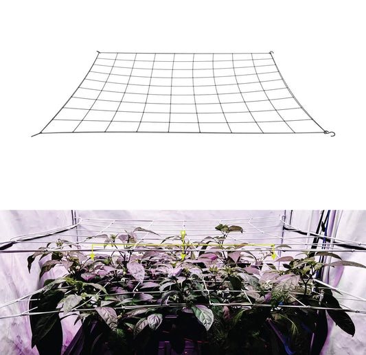 4'' Mesh Trellis Netting for Grow Tents – Elastic ScrOG/LST/HST Plant Support with Hooks, Grow Box Kit for Low Stress Training