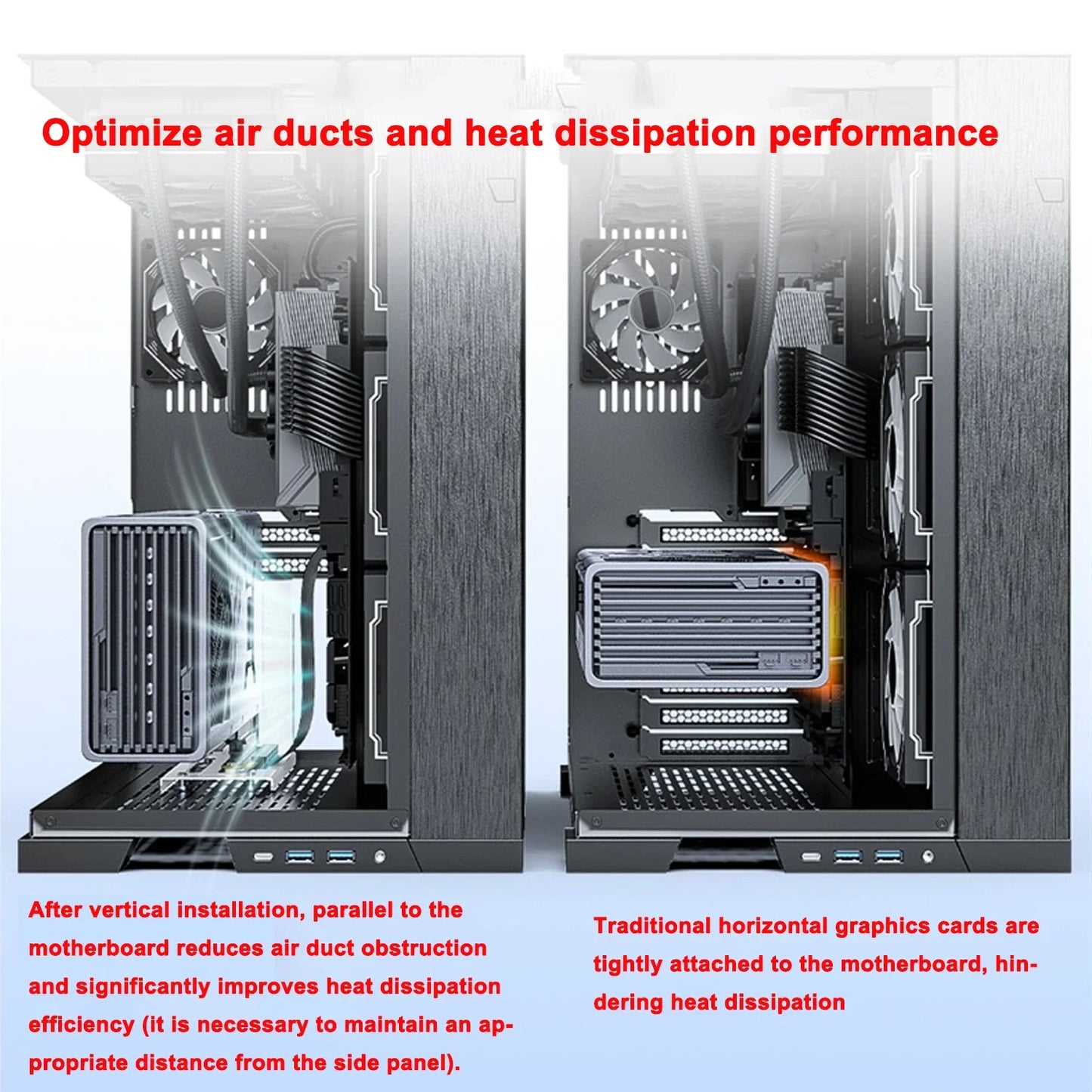 PCIe 3.0/4.0 x16 Vertical GPU Holder Kit - Graphics Card Riser Bracket Support for ATX & Micro ATX PC Cases