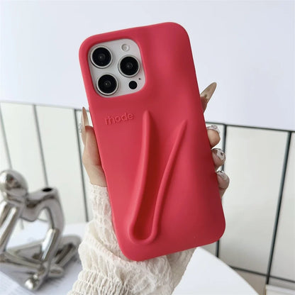 Silicone iPhone Case - 3D Toast Ribbon Espresso Cover for iPhone 12–17 Pro Max, Plus & Air