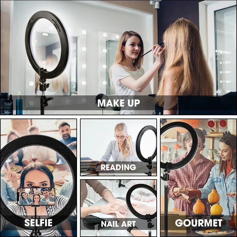 10 Inch LED Selfie Ring Light - Dimmable Photography Fill Lamp With Mini Tripod for Phone Live Video Studio