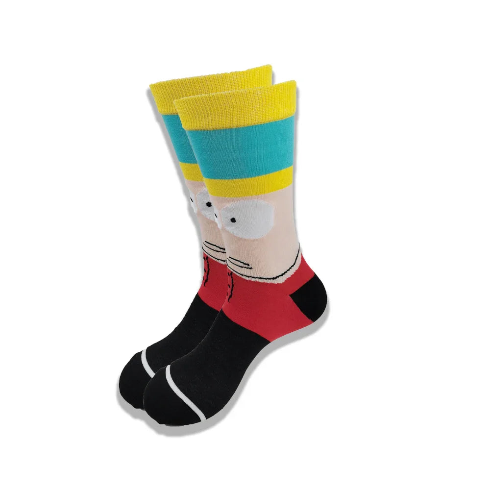 Men's Cartoon Character Crew Socks - Fun Novelty Cotton Casual Socks