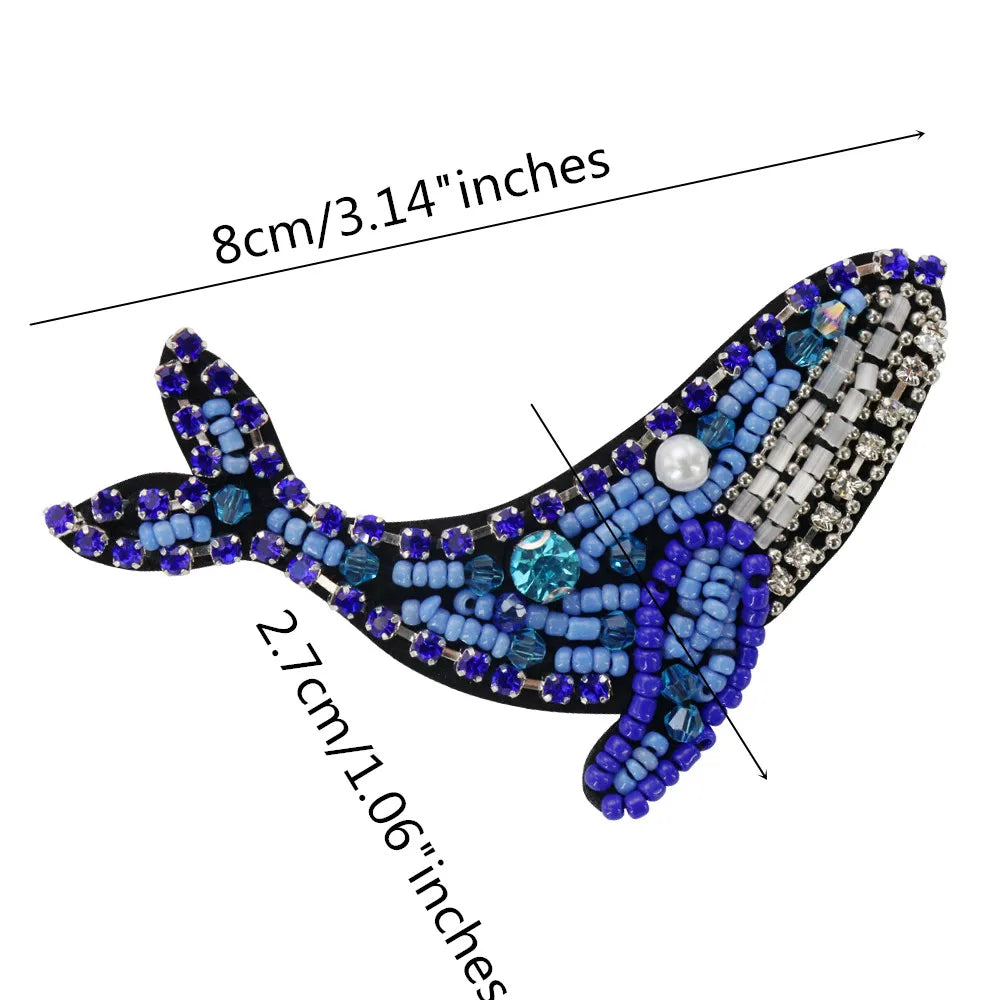 3D Handmade Ocean Animal Patches - Beaded Seahorse Crab Starfish DIY Sewing Accessories & Craft Ornaments