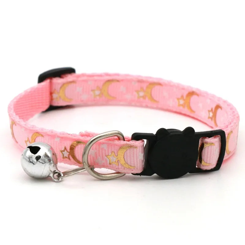 Pet Collar with Bell – Adjustable Cartoon Footprint Necklace for Dogs, Puppies & Kittens, Colorful Safety Bell Accessory