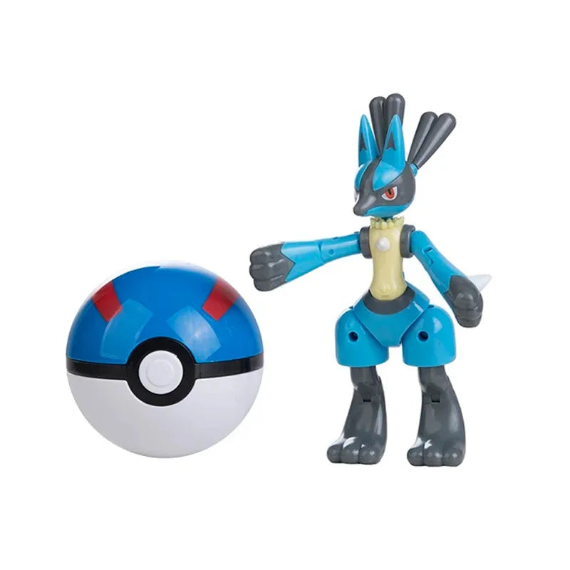 New Pokémon Action Figures – Pikachu, Charizard & Greninja Pocket Monster Poké Ball Deformation Toys for Kids Birthday Gifts