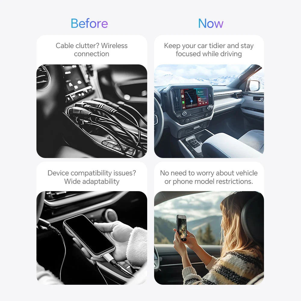 Wired to Wireless CarPlay and Android Auto 2-in-1 Mini Box - 5GHz WiFi5 Transmission Speed, Plug and Play, Fashionable and Portable