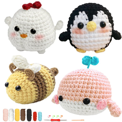 Animal Crochet Kit for Beginners - DIY Starter Set with Step-by-Step Knitting & Craft Supplies