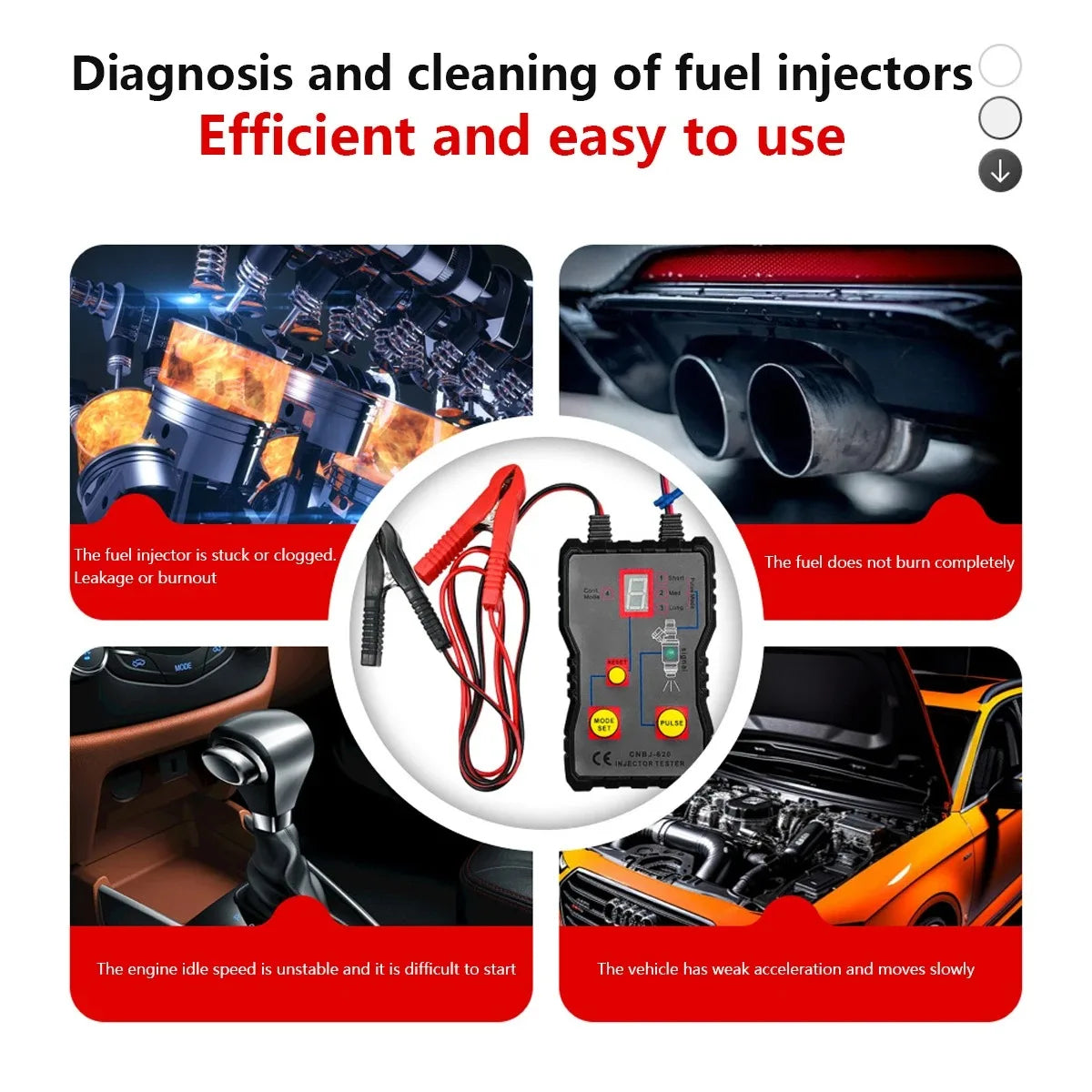 Automotive Fuel Injector Tester - Portable 4-Mode Fuel System Cleaning & Injector Flush Tool Kit