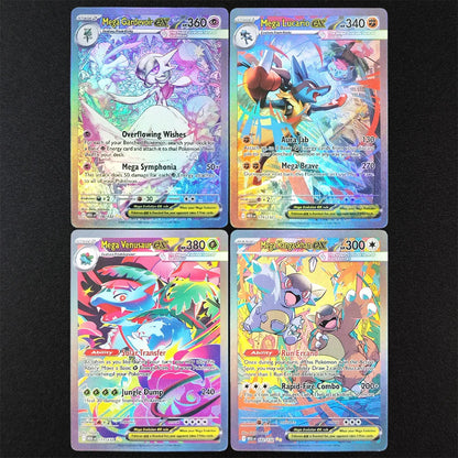 2025 Pokémon English Collection Cards Set – MEGA Dragonite, Charizard, Lucario & Gardevoir EX Anime Trading Cards Gift Toys