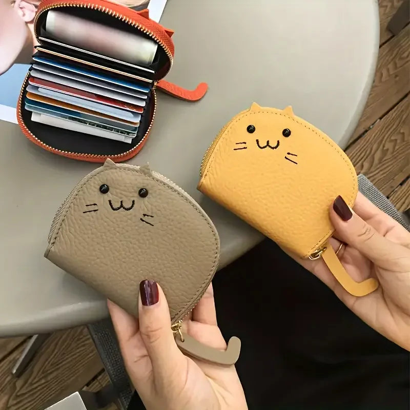 Cartoon Cat Wallet - Cute Faux Leather Multi-Card Coin Purse and ID Holder for Women