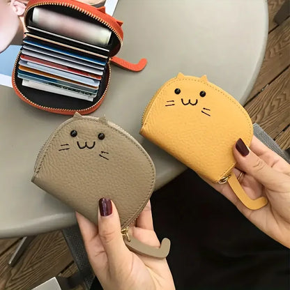 Cartoon Cat Wallet - Cute Faux Leather Multi-Card Coin Purse and ID Holder for Women