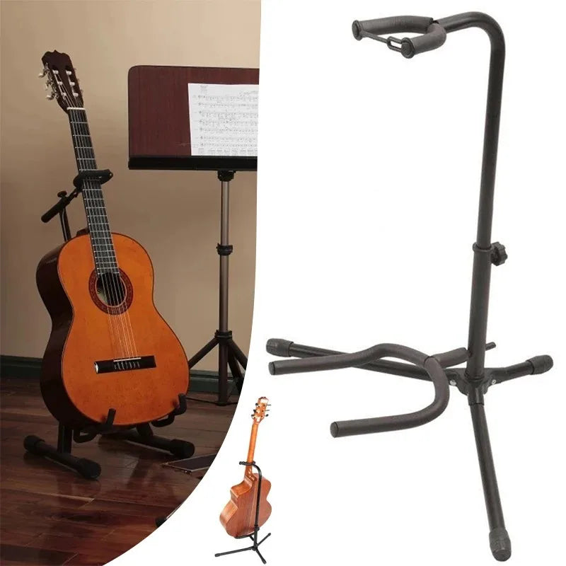 Vertical Foldable Guitar Stand — Adjustable Instrument Display for Ukulele, Bass, Classical & Electric Guitars