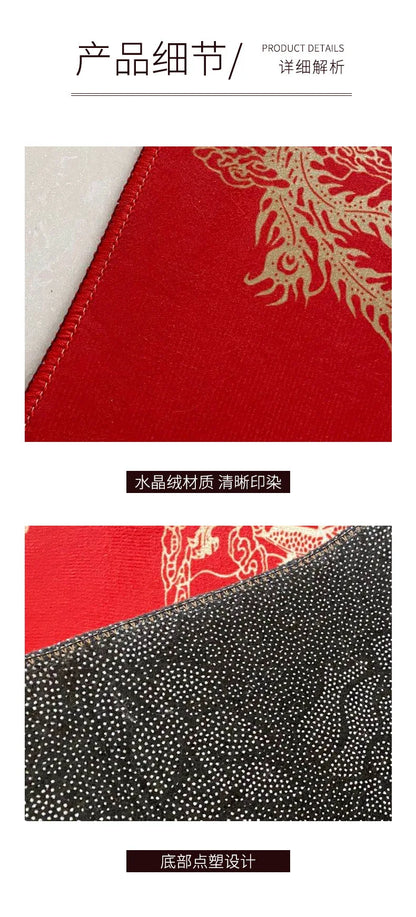 Luxury Chinese Classical Corridor Rug – Crystal Velvet Soundproof Washable Carpet for Villa, Hotel & Living Room