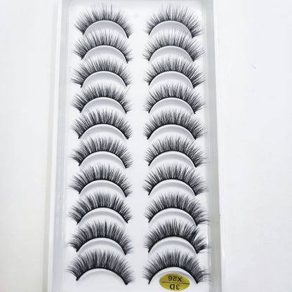 10 Pairs 3D Mink False Eyelashes – Soft Natural Cross Messy Dense Lash Extensions Makeup