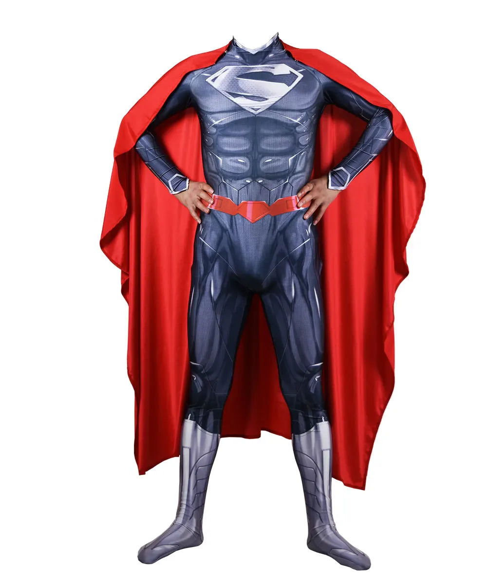 Adults Man of Steel Cosplay Costume – Superhero Zentai Bodysuit for Halloween and Party