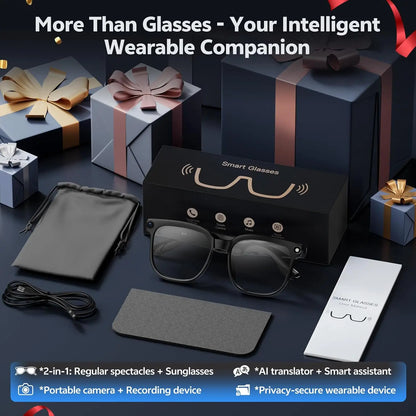 2026 Smart AI Glasses - 4K HD Camera with 8MP Video Recording, ChatGPT Support, 150+ Language Translation, WiFi & Bluetooth Audio