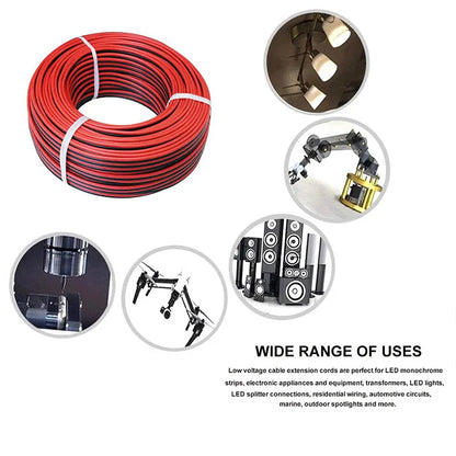 Super Soft Silicone Tinned Copper Wire - High Temperature 2-Pin Red & Black Cable (8AWG-28AWG)