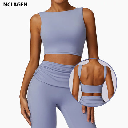 NCLAGEN Women’s High-Support Sports Bra – Breathable Open-Back Yoga & Fitness Tank Top with Removable Pads