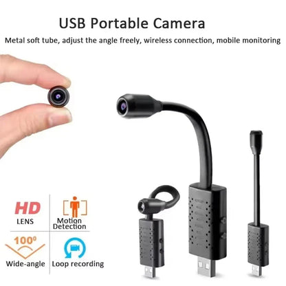 4K USB WiFi Mini Camera - Flexible Lens Motion Detection Video Recorder for Security Monitoring