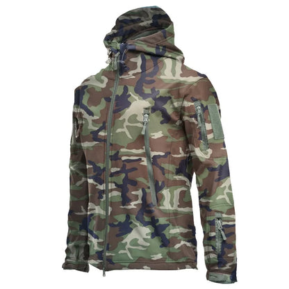 2024 Tactical Soft Shell Jacket for Men - Windproof Waterproof Breathable Fleece Hooded Combat Coat