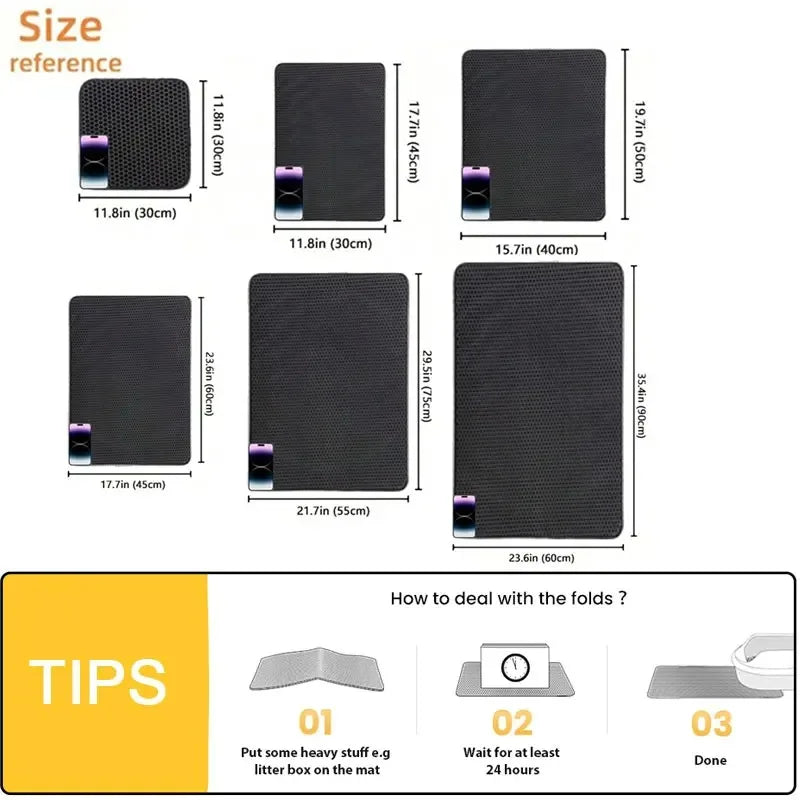 Double-Layer Large Cat Litter Mat – Anti-Splash, Sand-Filtering Floor Protector for Cats
