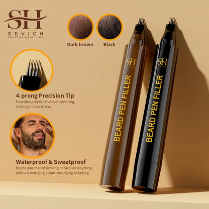 Waterproof Beard Filler Pen – Black Beard & Mustache Coloring Tool for Men, Hair Line Enhancer