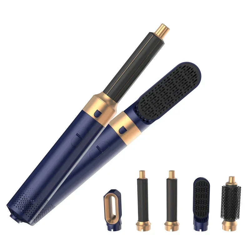 Professional 5-in-1 Air Hair Styler – Low Noise Hair Curling, Straightening & Drying with 1000W Hot Air Brushes