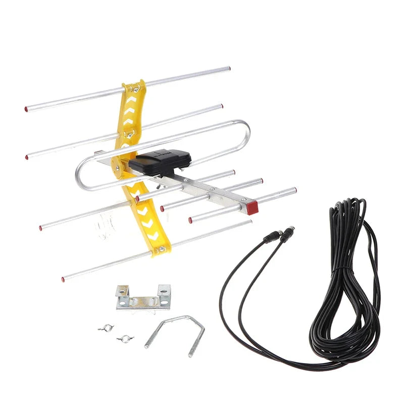 100 Mile Amplified Yagi TV Antenna - Long Range HD UHF/VHF/FM HDTV Signal Receiver