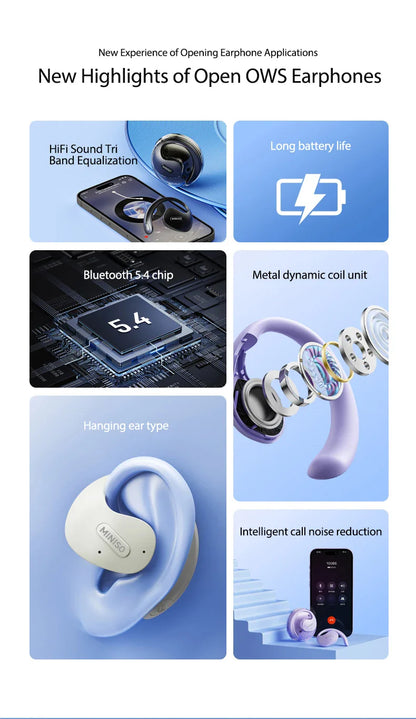 MINISO X15Pro Translator Bluetooth Earphones — Wireless Headset for Travel & Office, 5.4 AI Translation, ASMR App Compatible