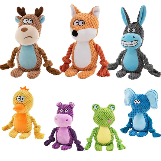 Small Dog Plush Chew Toy - Bite Resistant Squeaky Puppy Rattle Toy for Interactive Pet Play & Training