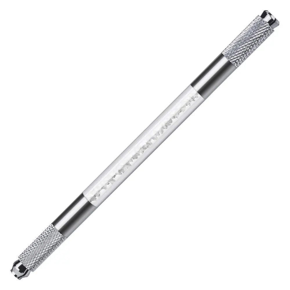Manual Double-Ended Crystal Acrylic Microblading Pen – Permanent Makeup Eyebrow Tattoo Tool for Flat & Round Needles