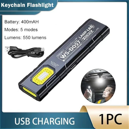Portable COB LED Work Light - USB Rechargeable Magnetic Flashlight Camping Lantern with Hanging Hook