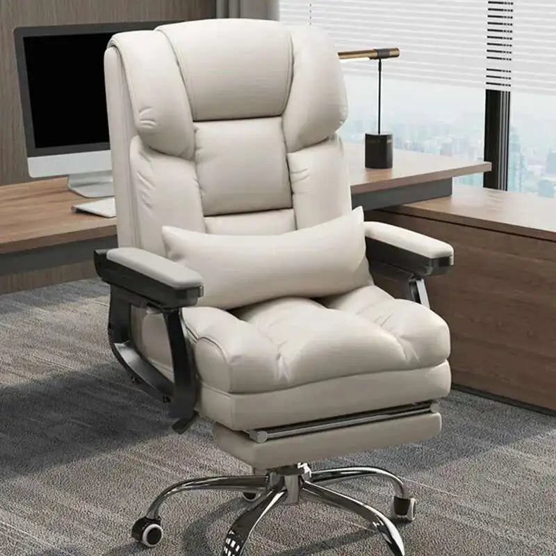 Modern Ergonomic Leather Office Chair - Swivel Computer Desk Chair with Cushioned Seat for Home & Office