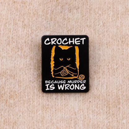 Cute Black Cat Enamel Pin - Crochet Style Brooch Badge for Backpack Hat Collar Lapel Cosplay Accessories Gift