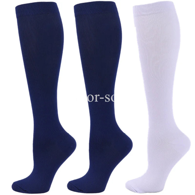 3 Pairs Knee High Compression Socks – Anti-Fatigue Support Stockings for Varicose Veins, Pain Relief & Sports Recovery (Men & Women)
