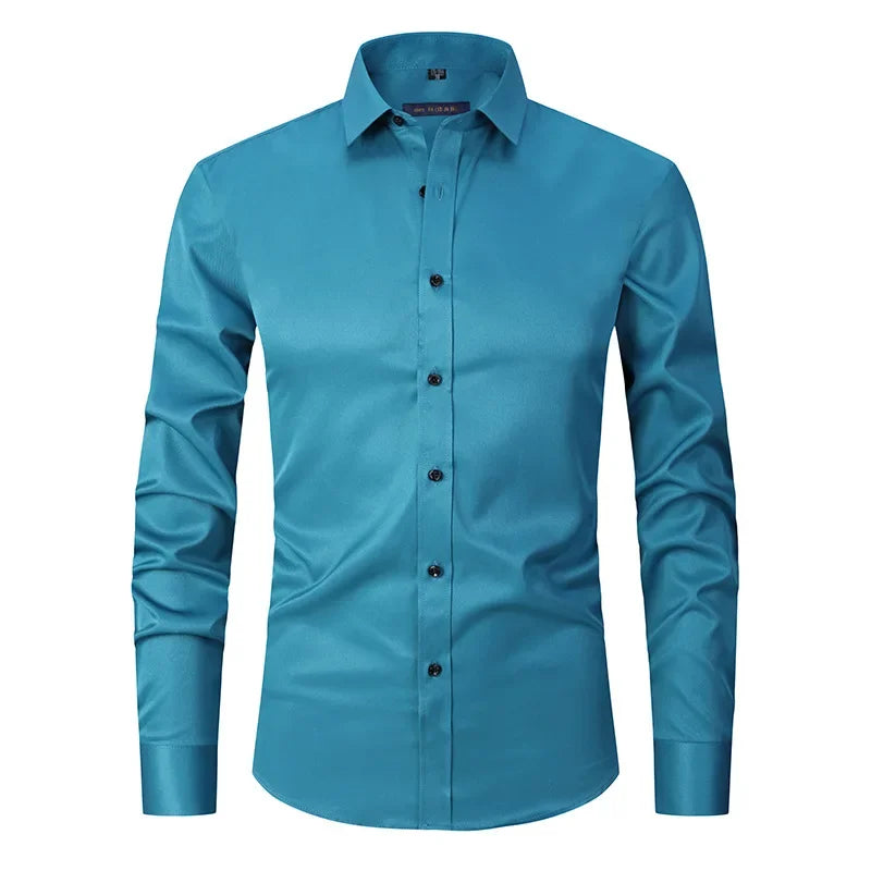 Men’s Slim Fit Dress Shirt - Long Sleeve Business Casual Formal Shirt for Spring Office & Elegant Wear