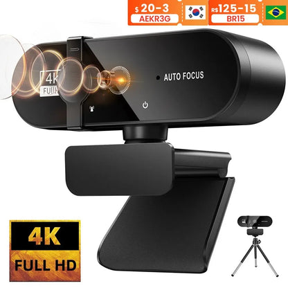 4K & 1080P Mini Webcam | 2K Full HD USB Camera with Microphone, Auto Focus for PC & Laptop