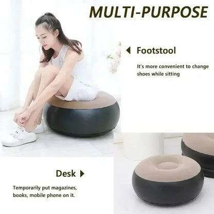 Inflatable Lazy Sofa Chair - PVC Flocking Foldable Lounge Recliner Chair for Home & Outdoor Relaxation