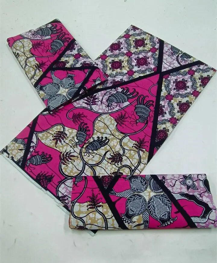 100% Cotton Ankara Fabric - High Quality African Print Batik Real Wax Pagne 6 Yards for Stylish Sewing