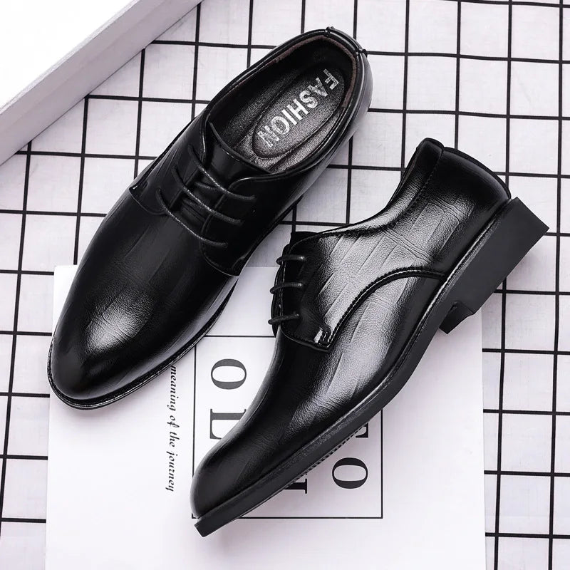 Men’s Leather Dress Shoes - Luxury Pointed Toe Formal Business & Party Shoes