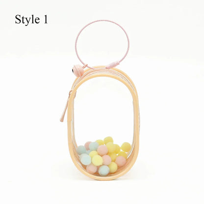 Transparent Jewelry Organizer Box – Plastic Storage Pouch with Keychain, Dustproof Case, Cute Doll Bag for Accessories