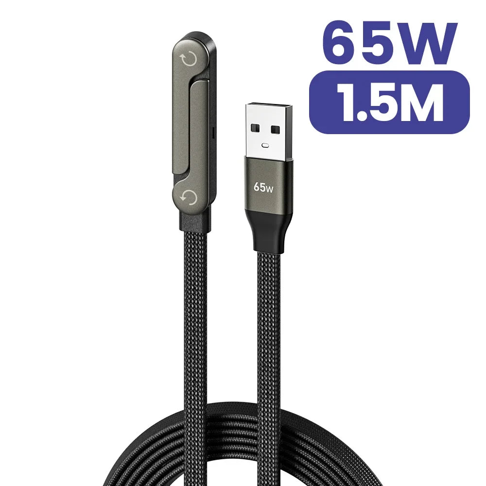 240W USB-C Fast Charging Cable - 2-in-1 Foldable Desktop Stand Data Cable for iPhone 17/16 & Samsung