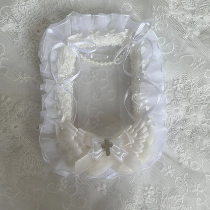 Lace Bow Pearl Card Holder - Decorative Photo Card Cover for DIY Crafts, Scrapbooking & Display