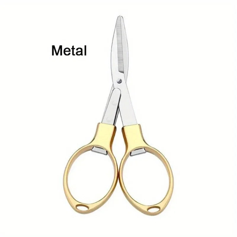 Folding Stainless Steel Scissors - Portable Fishing Line Cutter Sewing Needlework and Stationery Multi-Tool