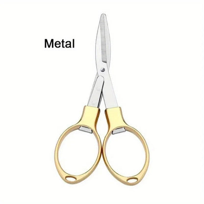Folding Stainless Steel Scissors - Portable Fishing Line Cutter Sewing Needlework and Stationery Multi-Tool