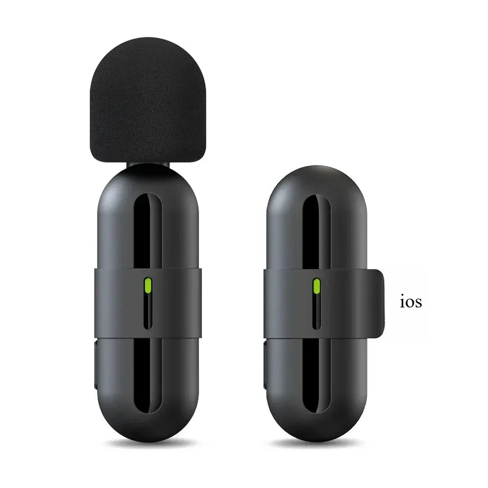 Basix Mini Wireless Lavalier Microphone - Noise Cancelling Portable Mic for iPhone Android Camera Live Interviews