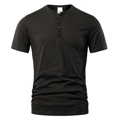 Men’s Casual Henley T-Shirt - High Quality Short Sleeve Summer Basic Fashion Top